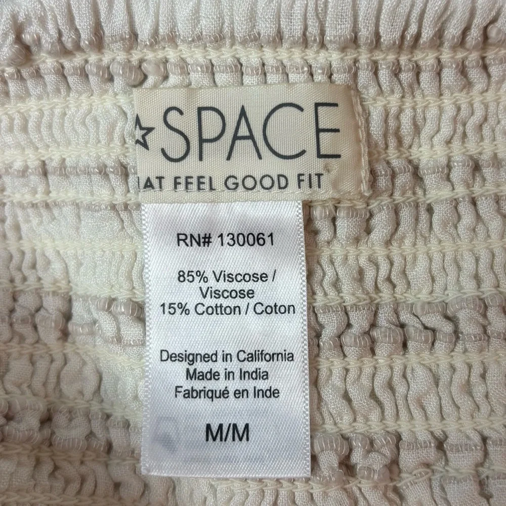 L*Space Summer Love Pants Cream Beige Stripe Tie Ankle Swim Cover Up Size M - Picture 4 of 5